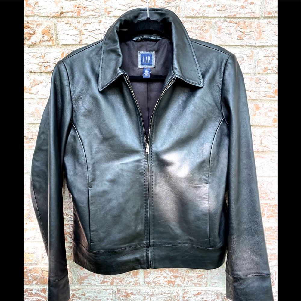 GAP- Leather Sustainable Clean Lines Moto Jacket